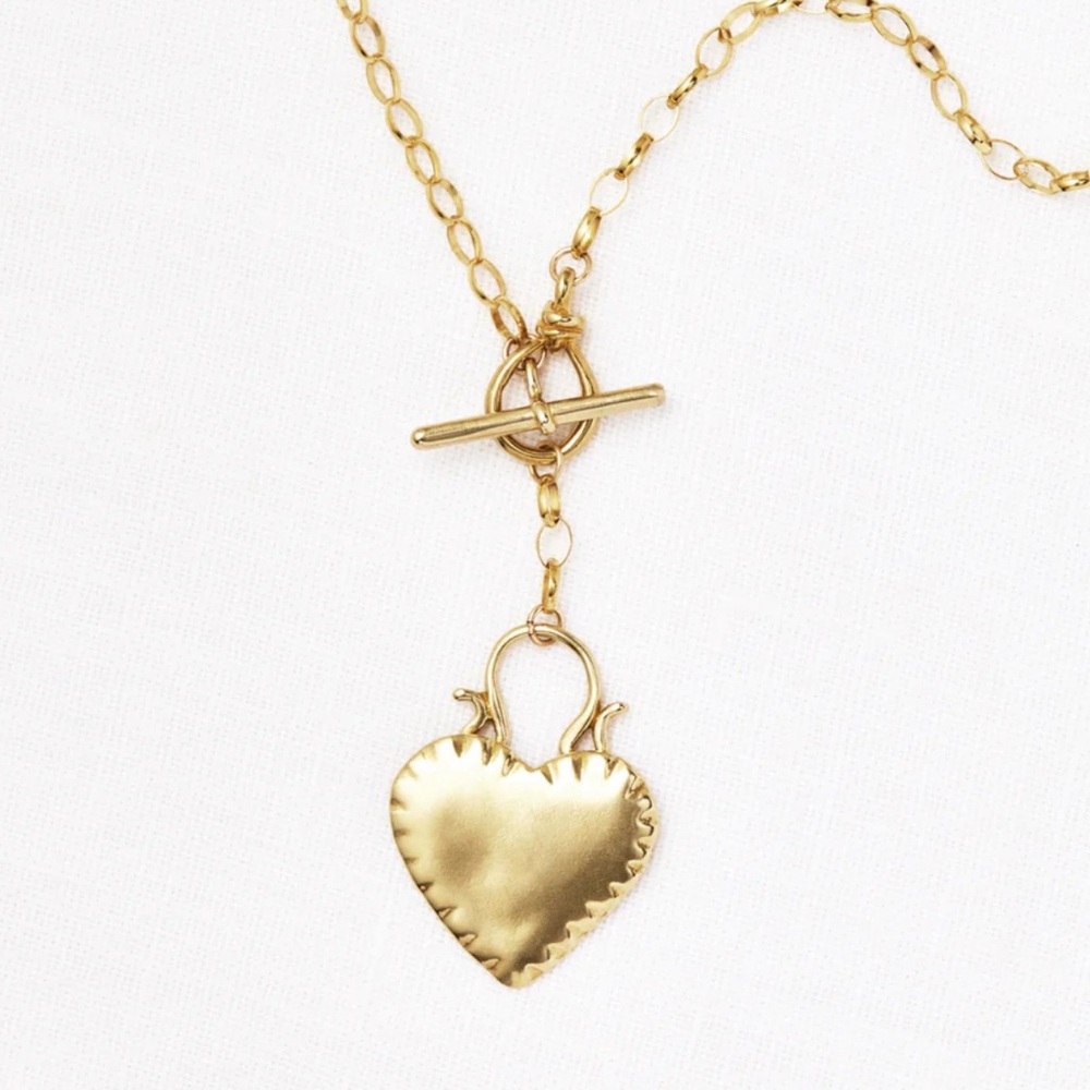 Marisa Mason Gold Filled and Brass Amour Pendant Necklace 18” Toggle Closure